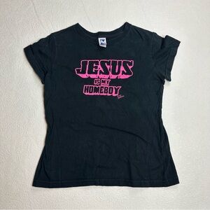 Tultex Black Tee with Pink Graphic - Short Sleeve